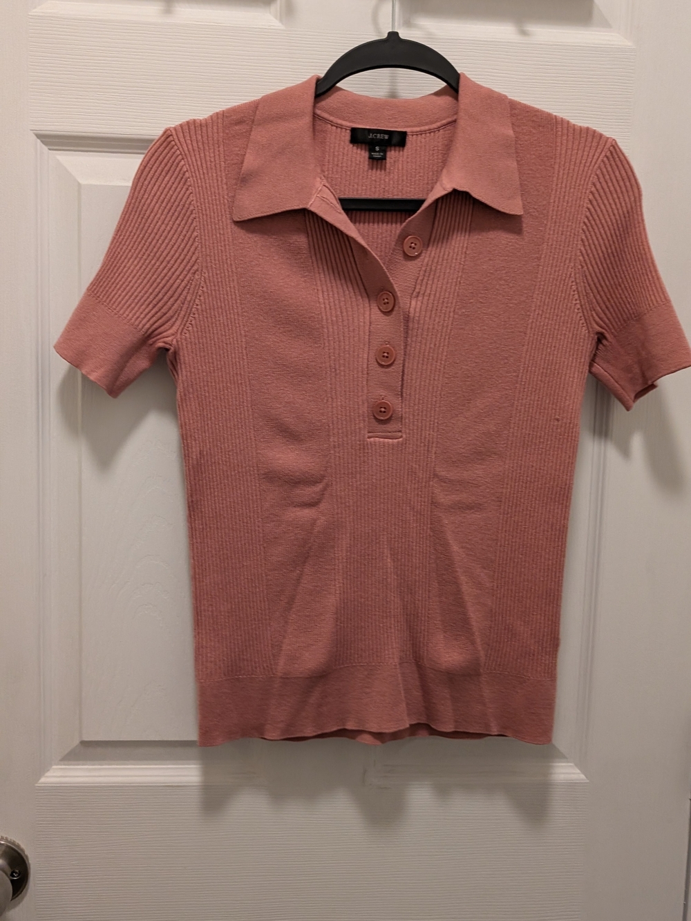 J. Crew Dusty Rose Ribbed Polo Short-Sleeve Knit Top